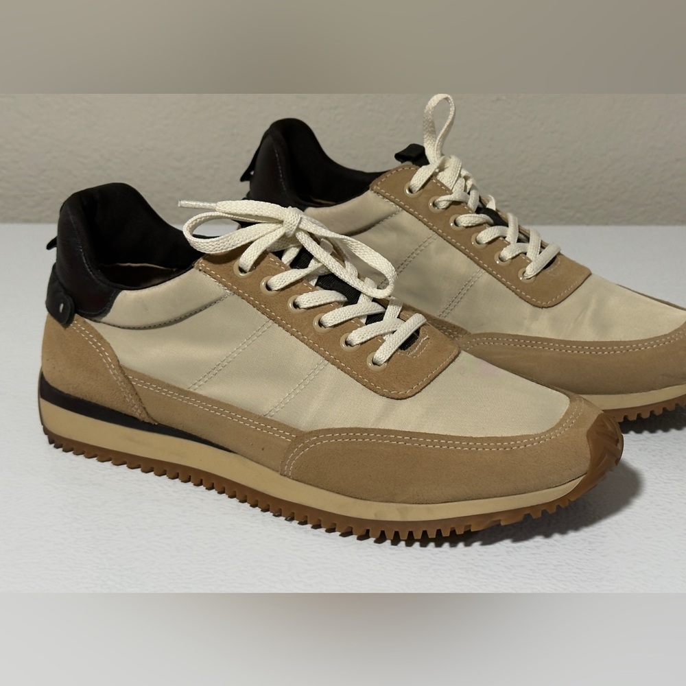 Vince Camuto Cream and Tan Sneakers